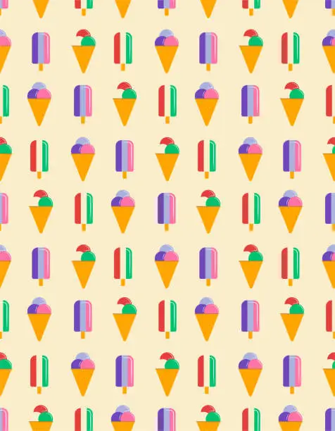 Vector illustration of Ice Cream Seamless Vector Pattern