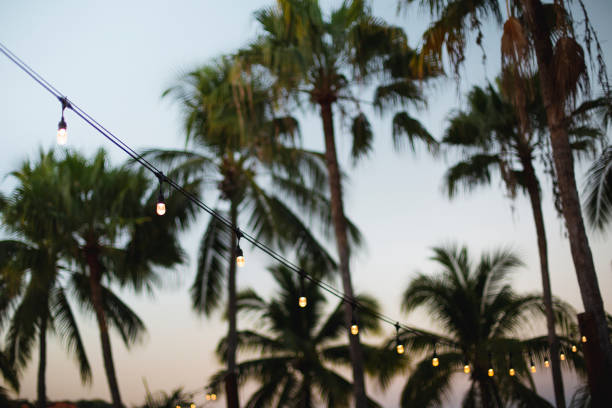 istock Decorating Outdoor string lights hanging on the beach 1129696438
