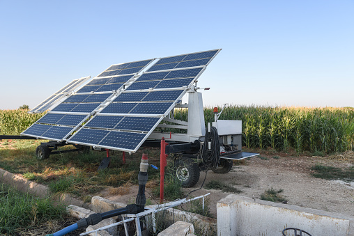 Mobile solar energy panel for irrigation