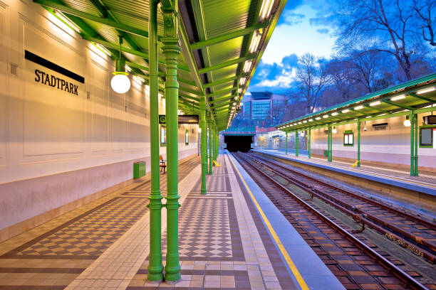 istock Vienna Stadtpark underground train Ubahn station view 1129700329