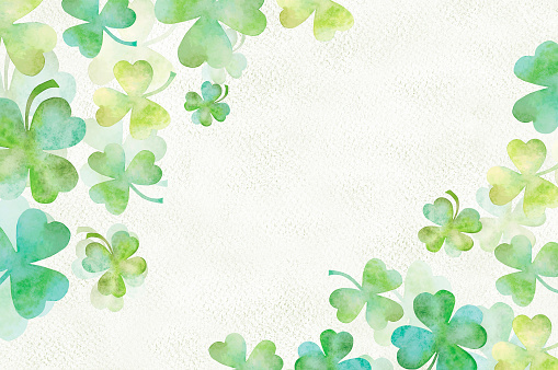 Art green clover watercolor background on paper texture
