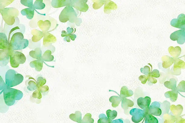 Photo of Art green clover watercolor background