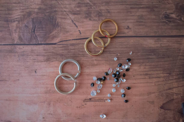 istock Beautiful rings made with precious stones (on the work bench). 1129705761