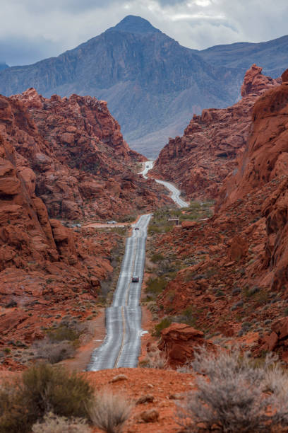 istock Empty Desert Road on Red Rock Canyon after storm 1129710451