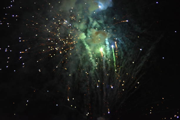 istock Celebration with fireworks at the night. Firecracker to celebrate a new year. 1129712064