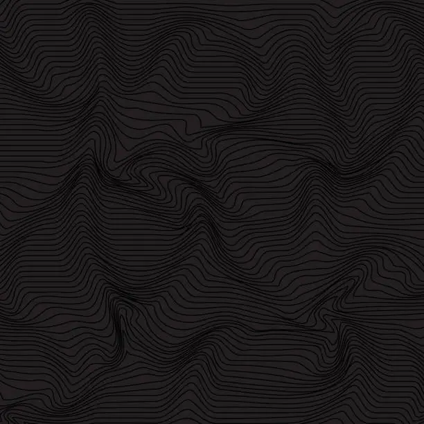 Vector illustration of Abstract Curved Lines Background In Black Color, Wave Pattern