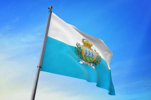 istock San Marino flag waving in the blue sky 1129720069