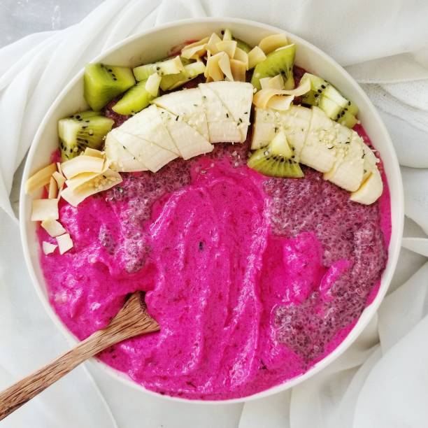 Pink Smoothie bowl with fresh fruit