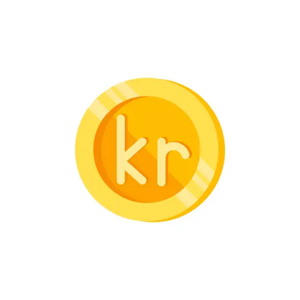 Vector illustration of Krone, coin, money color icon. Element of color finance signs. Premium quality graphic design icon. Signs and symbols collection icon for websites, web design