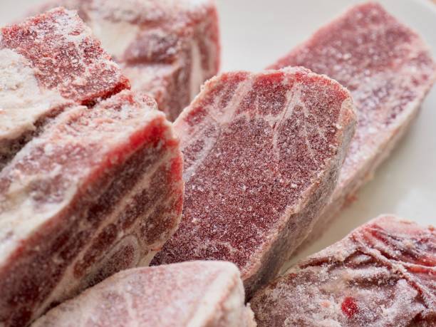 istock frozen beef ribs, Frozen beef meat 1129733236