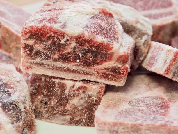 istock frozen beef ribs, Frozen beef meat 1129733273