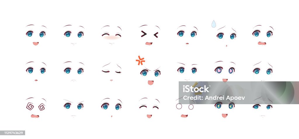 Vetores de Olhos De Emoções De Meninas Anime e mais imagens de Estilo Mangá  - Estilo Mangá, Olho, Revista em quadrinhos - Produção artística - iStock