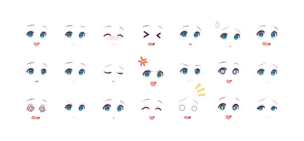 Emotions Eyes Of Anime Girls Stock Illustration - Download Image Now - Manga  Style, Eye, Cartoon - iStock