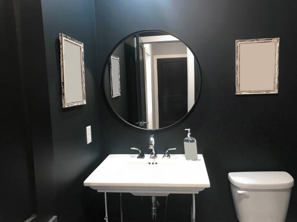 Half Bathroom half bathroom vanity mirror stock pictures, royalty-free photos & images