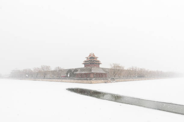 istock Beijing Forbidden City corner tower in snow 1129751067