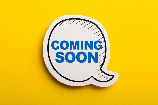 Coming Soon Speech Bubble Isolated On Yellow Background