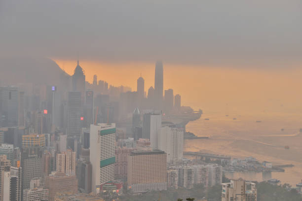 istock Red Incense Burner Summit view of hong kong 1129773226
