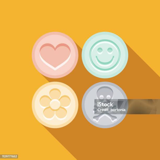 Mdma Drug Icon - Arte vetorial de stock e mais imagens de MDMA - MDMA, Comprimido, Felicidade