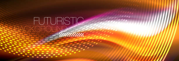 istock Fluid color neon wave lines background, neon liquid color futuristic paint template 1129779513