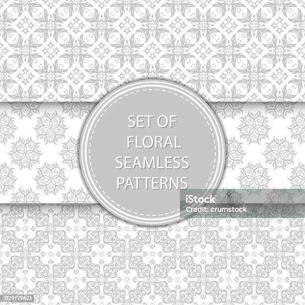 Gray Side Pattern Design Floral Seamless Patterns Compilation Gray Designs On White Backgrounds ...