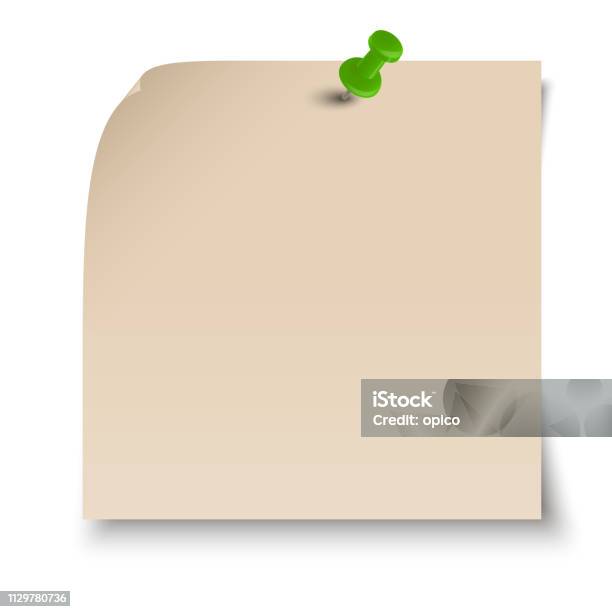 Note Pin Needle Memo Note With Pin Needle Stock Illustration - Download Image Now ...