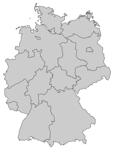 niemcy mapa - prowincje szare - germany stock illustrations