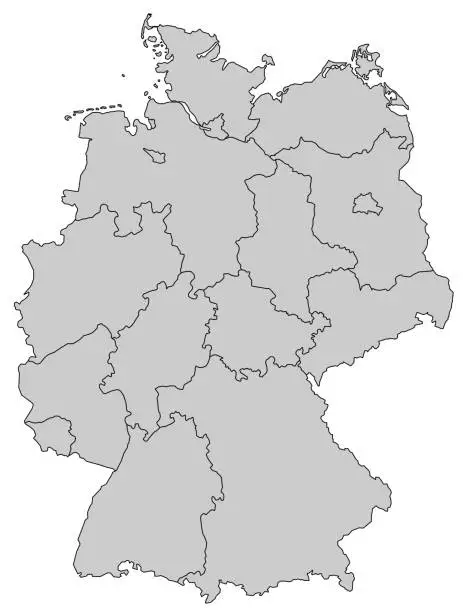 Vector illustration of Germany Map - Provinces gray