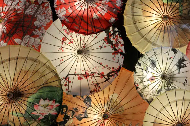 Photo of Chinese colorful paper umbrellas