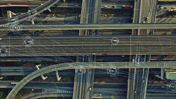 istock Futuristic Driverless Cars on the Elevated Expressway 1129781738