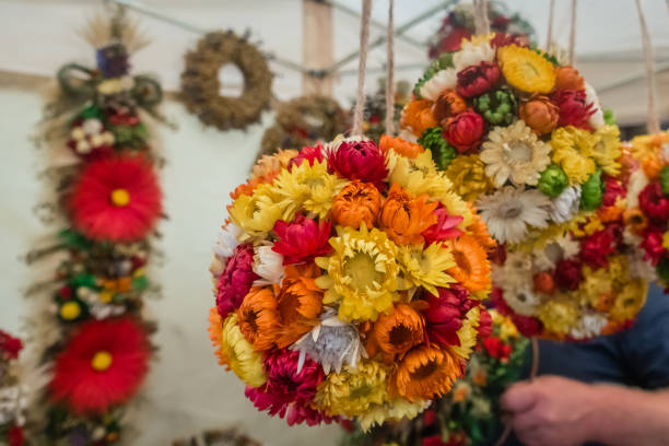 istock Colorful flowery decorations for sale 1129786663