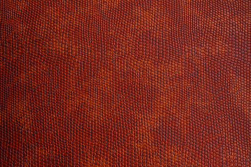 Abstract background of orange structured patchy skin. Leather orange background