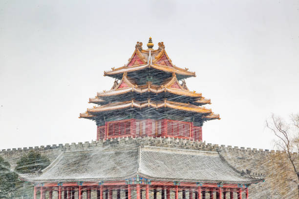 istock Snowbound, Forbidden City turret 1129789072