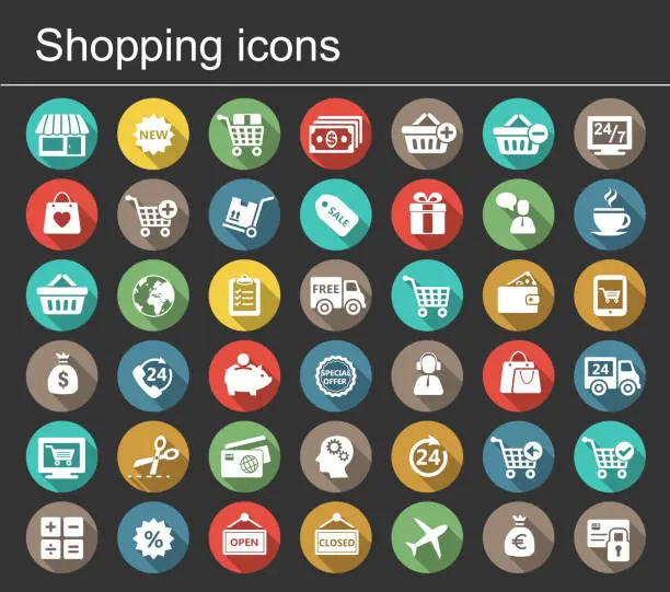 Vector illustration of Shopping Commerce icon set