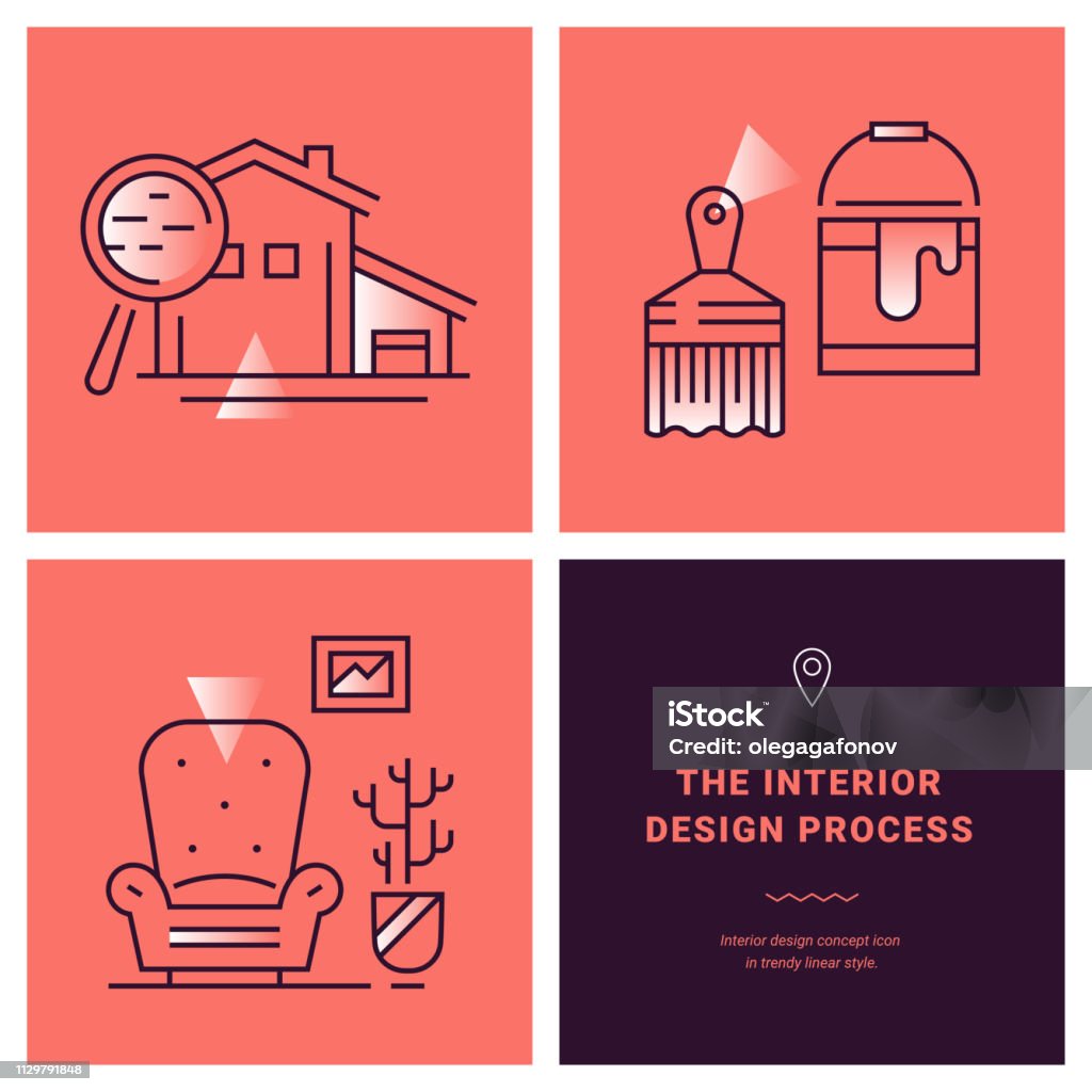 Infographic Banners Of Interior Design Process Stock Illustration ...