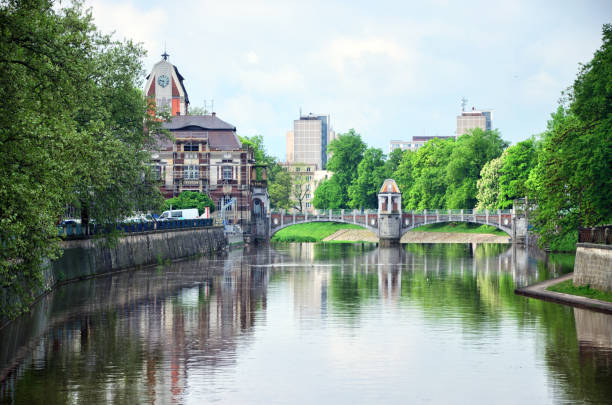 Elba River Bank in Hradec Kralove, Czech Republic