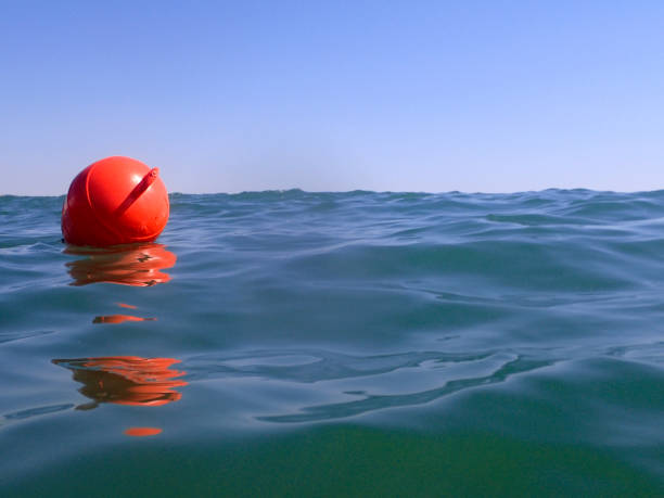 Red buoy floating in the sea in Obzor, Bulgaria