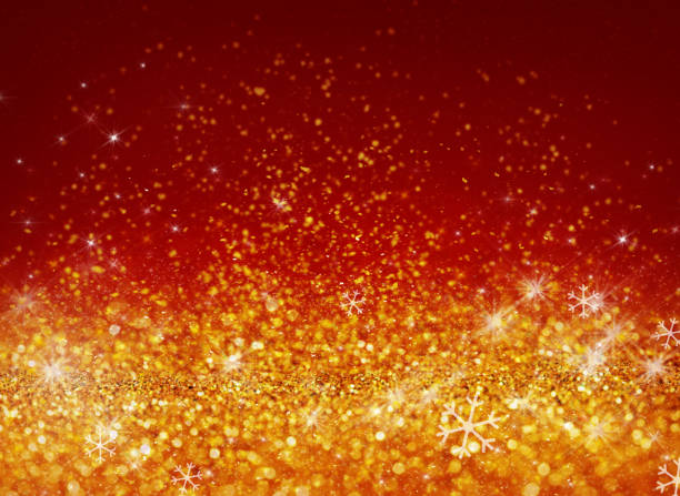 istock Gold bokeh or glitter lights on red background with empty place for your text. 1129802534