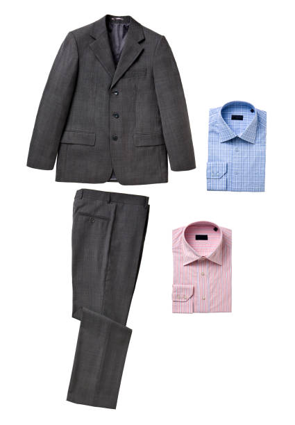 Gray suit with shirts isolated on white background