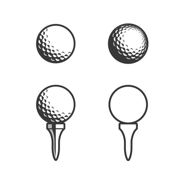 golfové odiště a ikona míče - golfech stock ilustrace