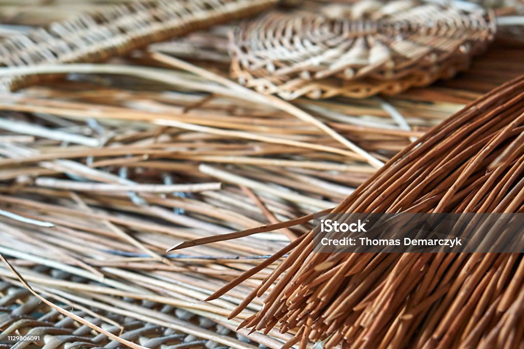 Basket Backgrounds of braided willow Basket Weaving Stock Photo