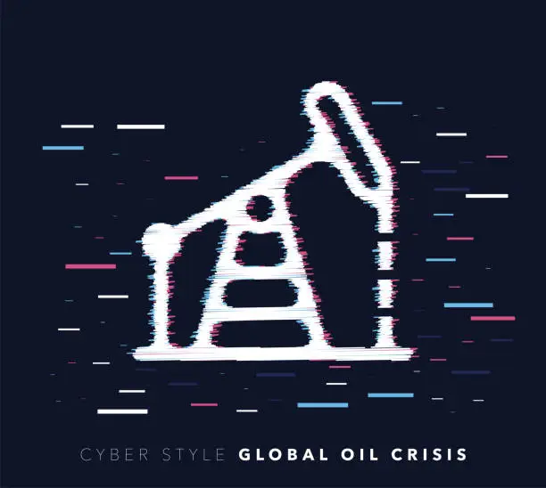 Vector illustration of Global Oil Crisis Glitch Effect Vector Icon Illustration