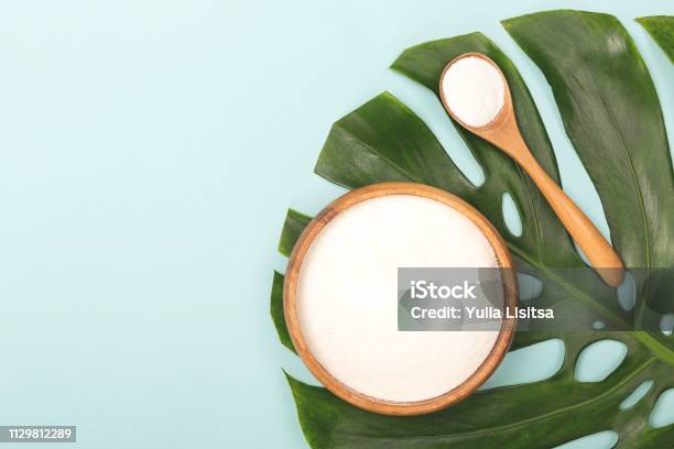 Spoon Of Powder Collagen Stock Photo - Download Image Now - Collagen, Ground - Culinary, Nature