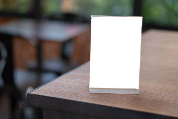 istock Stand Mock up Menu frame tent card blurred background design key visual layout 1129813943