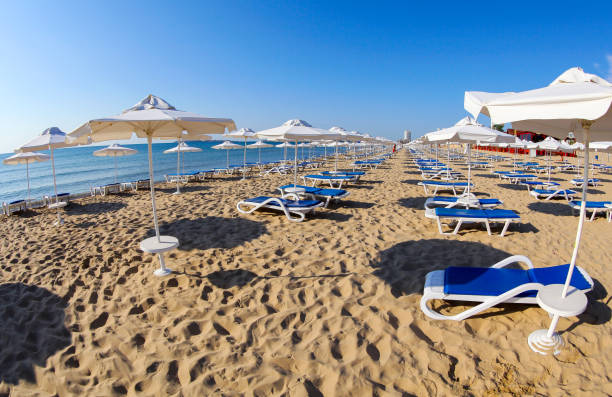 istock Sandy beach at Sunny beach, Bulgaria 1129814269