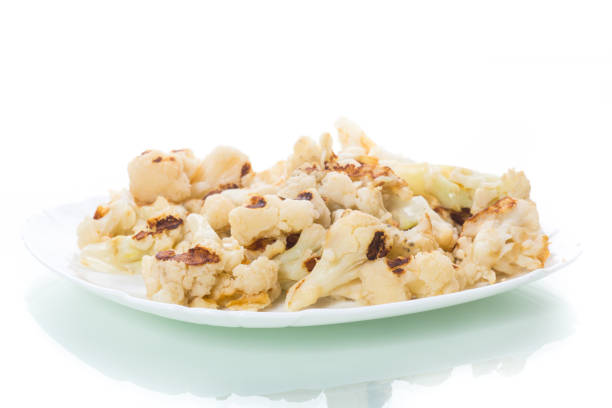 fried cauliflower, cooked without butter on the grill