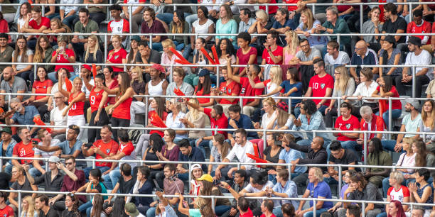 istock Group of spectators cheering in stadium 1129816091