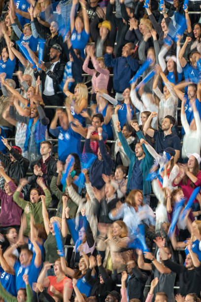 istock Group of spectators cheering in stadium 1129816146