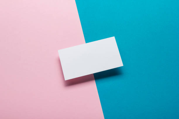 istock Business cards blank. Mockup on color background. Flat Lay. copy space for text 1129816656