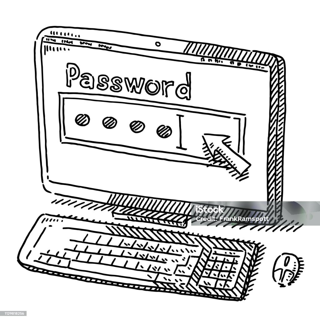 Password Protection Desktop Computer Drawing Stock Illustration ...