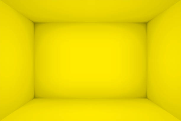 istock Empty yellow room. The inner space of the box. Vector design illustration. Mock up for you business project 1129818685